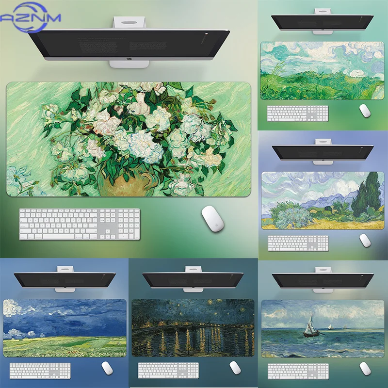 Impressionist Art Mouse Pad Waterproof Non‑Slip Famous Vintage Floral Scenery Oil Paint Print Mousepad PC Laptop Desk Accessory