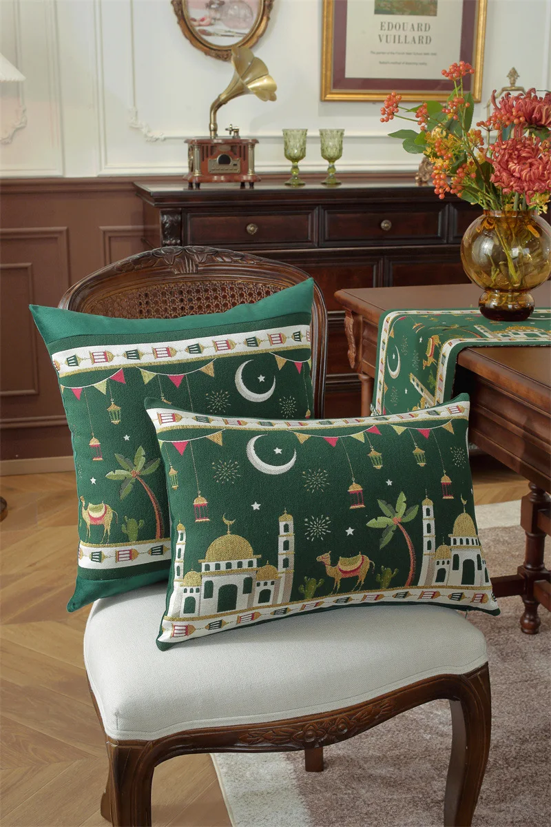 Gewebter Jacquard-Stern-Mond-Schloss-Kamel-Patchwork-Kissenbezug Cojines Wohnzimmer-Sofa-Dekoration Rückenlehnen-Kissenbezüge – Detail 23