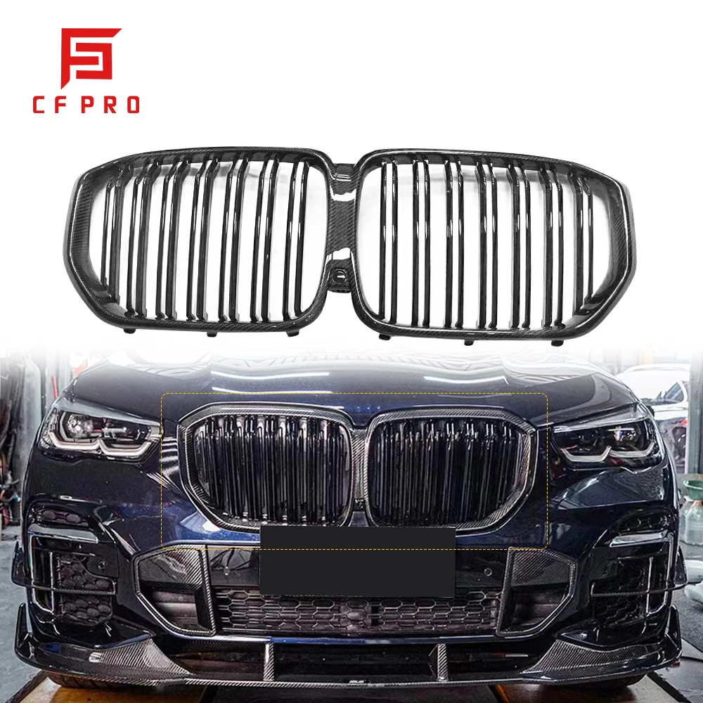 

Carbon Fiber MP Style Front Bumper Double Line Grill Fit For BMW X5 G05 2019 Front Kidney Grille