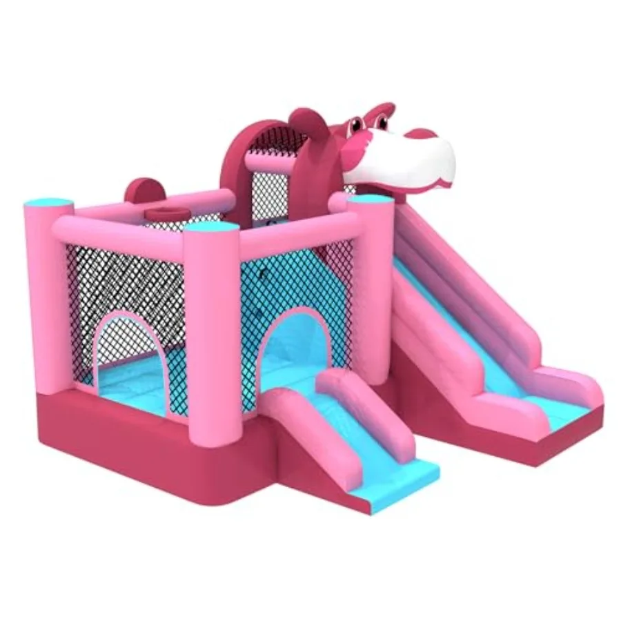 

MUKDIY Inflatable Bounce House Double Slide 9.5ft x9.5ft Jumping Castle for Heavy-Duty 840D Oxford Fabric Ages 3-8 Includes 350