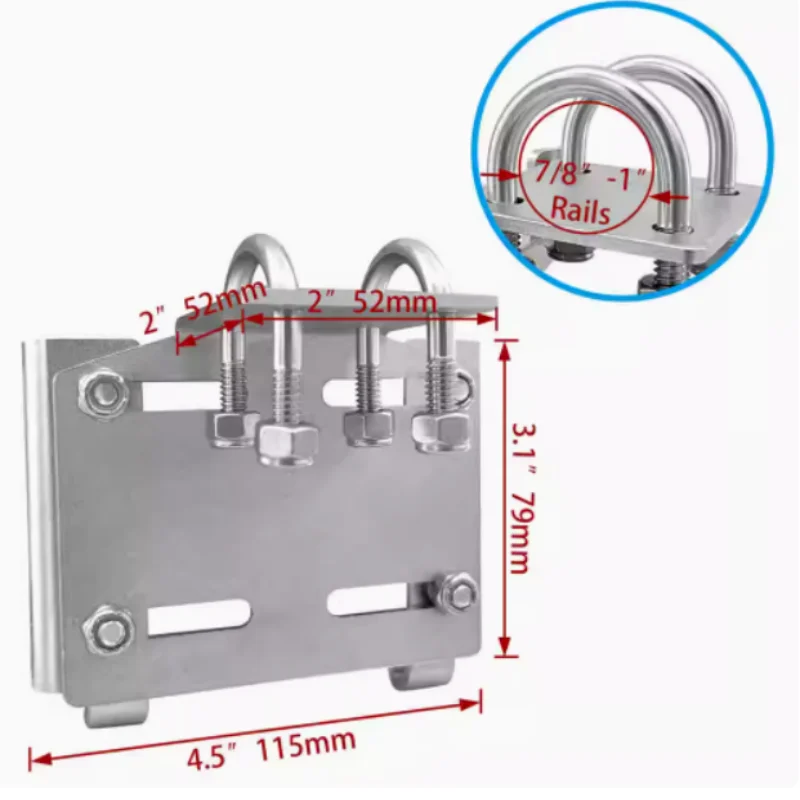 ISURE MARINE Stainless Steel Ship Track Anchor Bracket Adjustable Round Horizontal Track Installation Anchor Bracket 7/8 