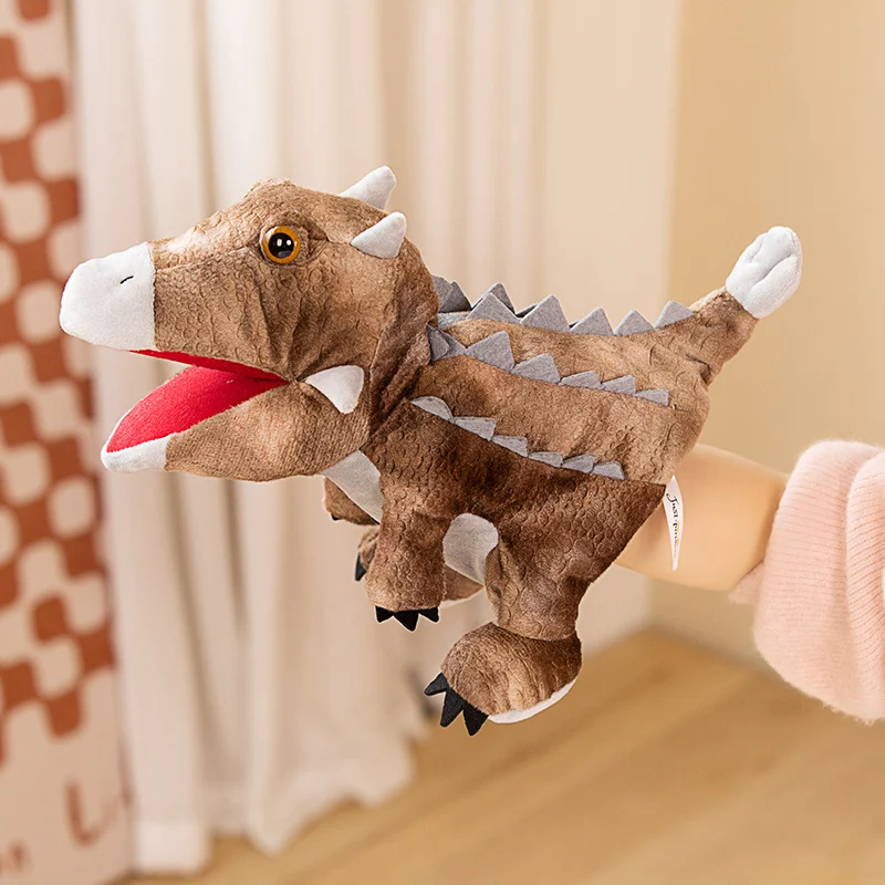 Creativo farcito peluche dinosauro giocattoli mano dito storia burattino bambole carine giocattoli educativi per bambini Tyrannosaurus Rex regalo per bambini