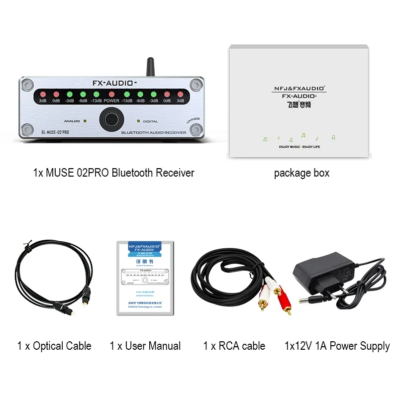 2022 NFJ&FX-Audio DAC-SQ5/MUSE-02PRO Digital Audio Decoder/Receiver Input USB/Coaxial/Optical PCM1794A+AK4113+VT1729USB DC12V/1A