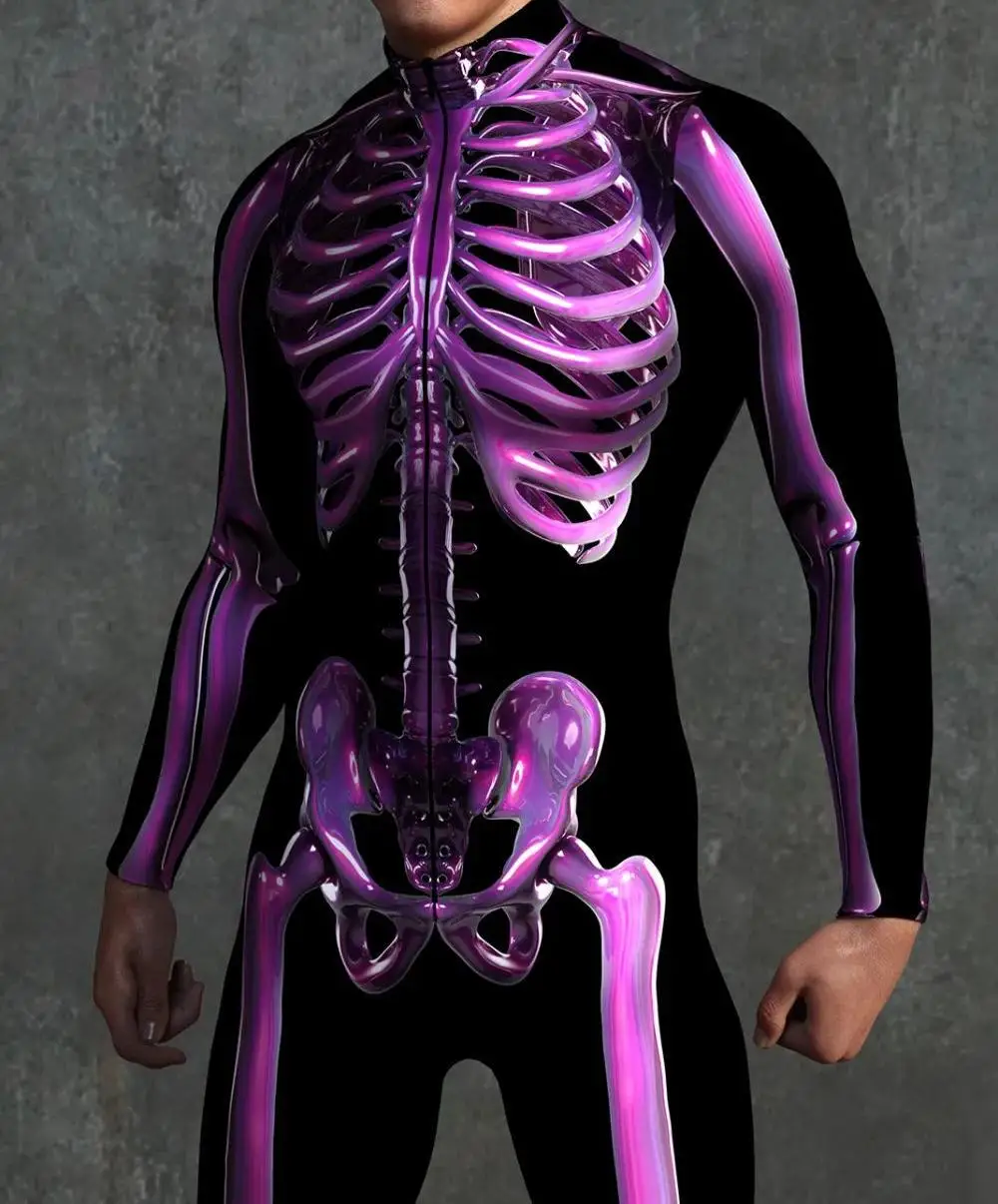Herren Regenbogen-Party-Punk-Jumpsuit Onesie Halloween Cosplay Kostüm Elastischer Party-Performance-Bodysuit – Detail 24