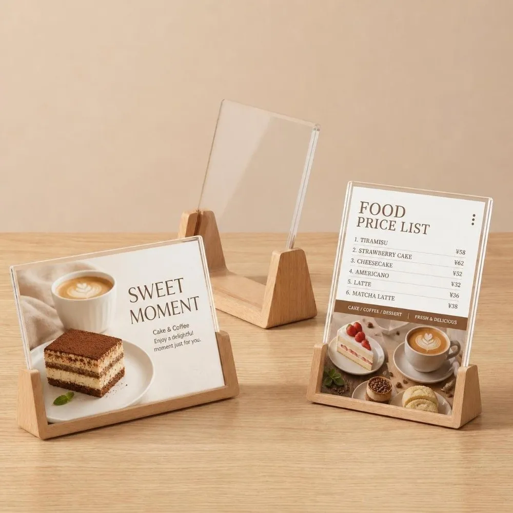 Walnut Wood Acrylic Photo Frame Beech Wood Transparent Acrylic Wooden Photo Frame Desktop Standing U Shape Design