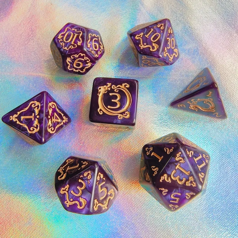 7Pcs Dragon Pattern Polyhedral DND Dice Set For D&D TRPG Role Playing Board Game Entertainment Gift Accessories view 5
