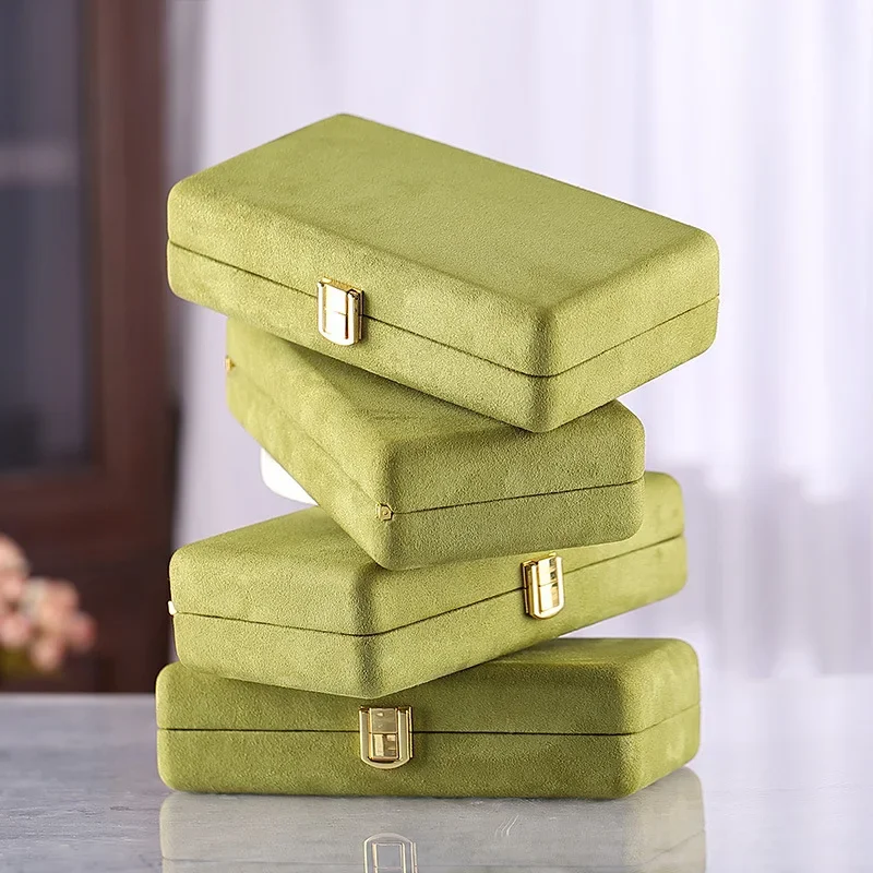 

Dark Green Jewelry Box Bracelet Necklace Pendant Earrings Ring DisplayMicrofiber Leather Storage