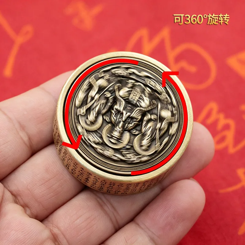 Brass , Tao Te Ching Rotating Handle Piece, Creative And Stress-Relieving Small Copperware, Custom Metal Craft Proce