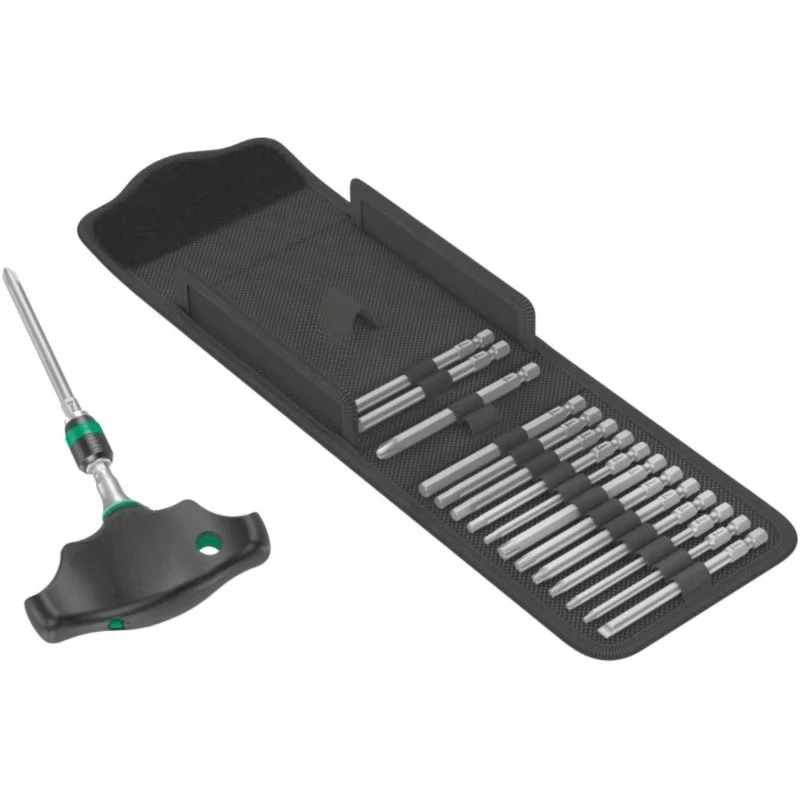 17-Piece Hand Driver Head Set with T-Handle Ratchet,1/4 Drive Kit with Head Stand and Roll-Up Storage Bag,Precision Fasteners