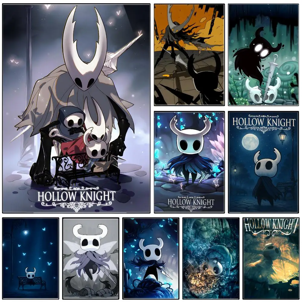 Anime Hollow Knight Poster  Self-adhesive Art Waterproof Paper Sticker Coffee House Bar Room Wall Decor