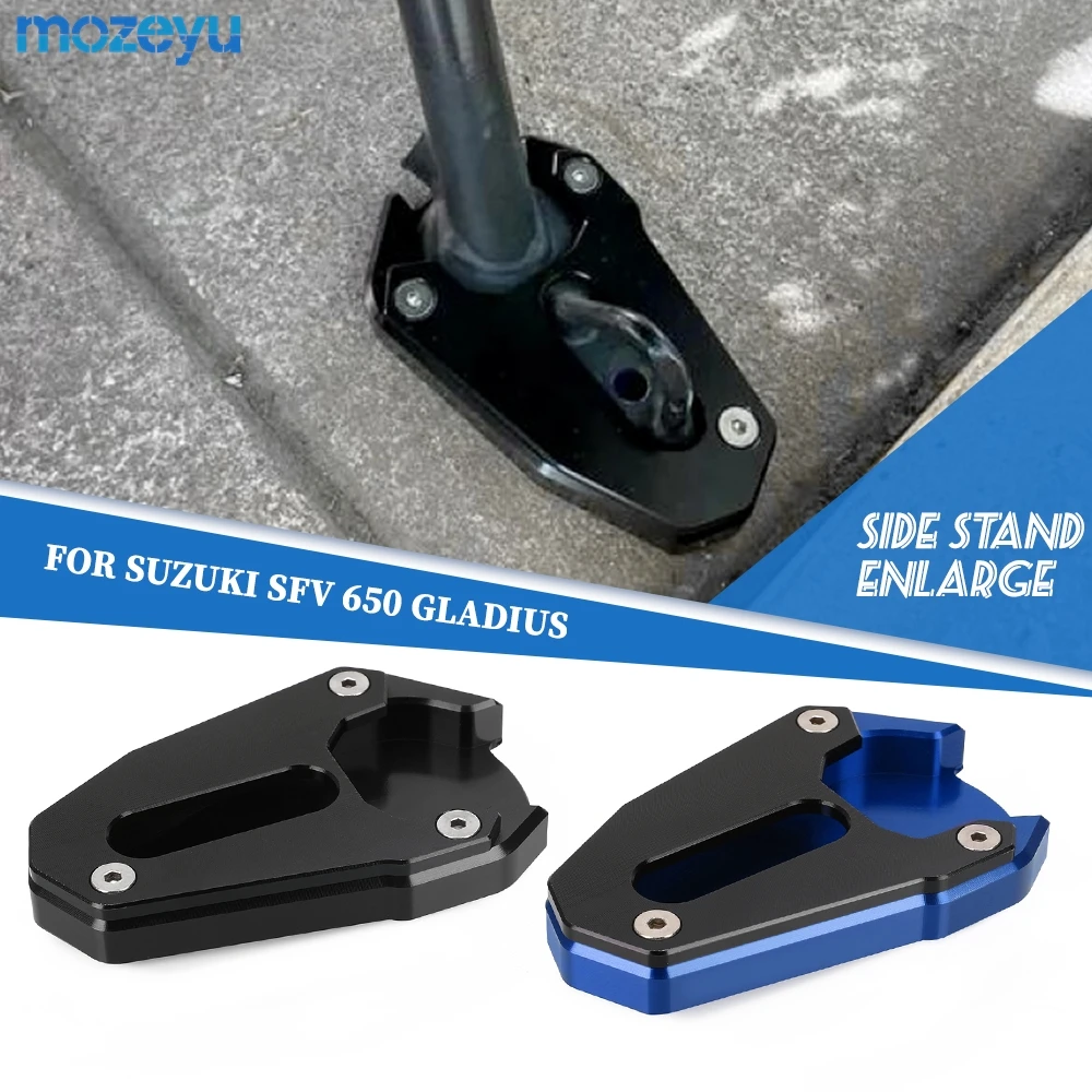 

For SUZUKI SV650X 2018 - 2025 2026 Motorcycle CNC Kickstand Foot Side Stand Extension Pad Support Plate Motorcycle Accessories
