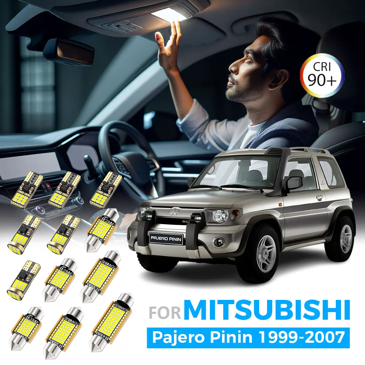 AENVTOL 11Pcs LED Interior Light Kit For Mitsubishi Pajero Shogun Montero io Pinin TR4 1999- 2003 2004 2005 2006 2007 Plate Lamp