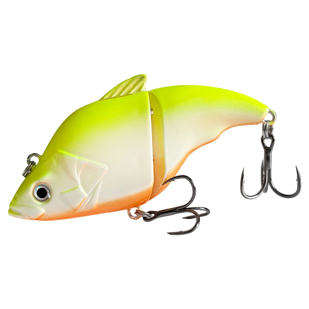 Schwimmender Gelenk-VIB-Köder für Barsch, Hecht, Forelle, Zander, 7,5 cm/14 g, ABS-Hartplastik-Swimbait mit Doppel-Dreifachhaken, lebensechte Aktion, für Süßwasser – Detail 8