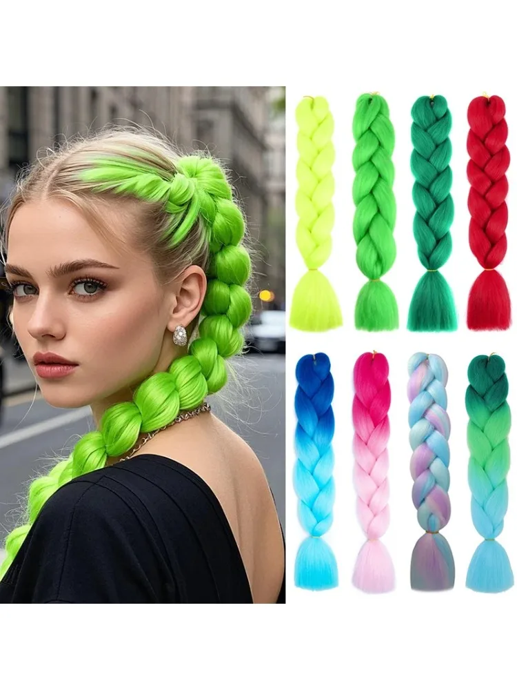 Synthetisches Ombre Flechthaar 24 Zoll 1 Packung Vorgestreckte Box Jumbo Bunte Häkel-Extensions für Frauen