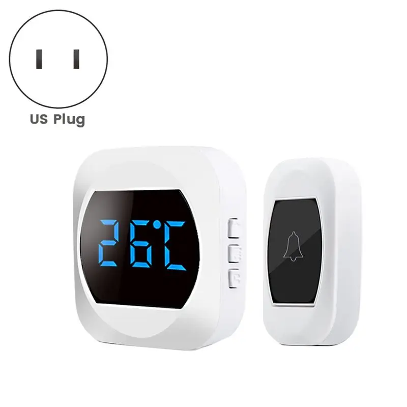 ABJY sonnette sans fil avec récepteur enfichable et transmetteur de bouton + thermomètre d'ambiance avec affichage de la température prise américaine