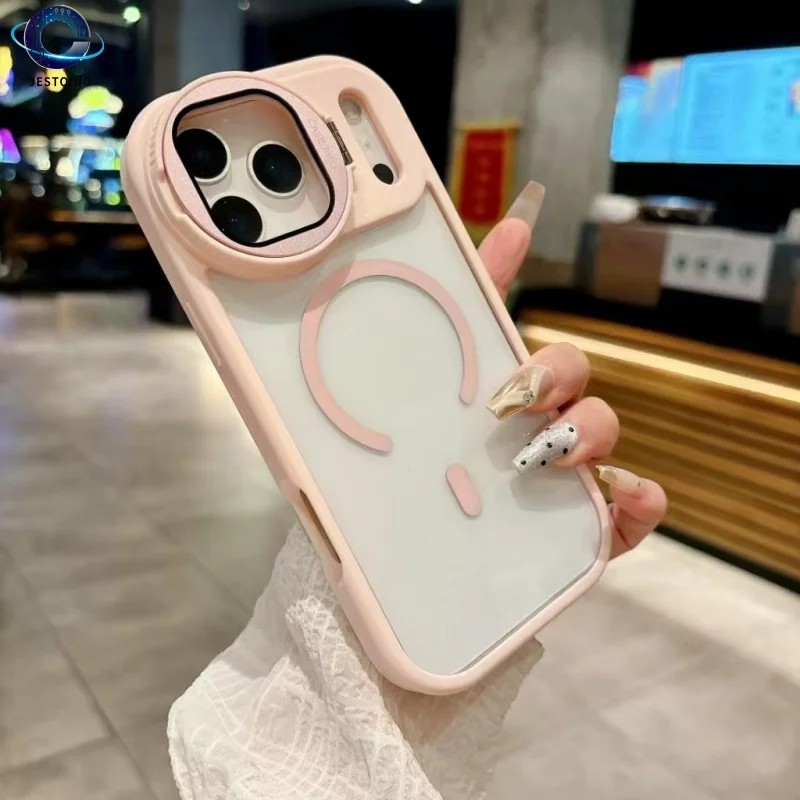 Capa de carregamento magnético sem fio minimalista, cor sólida, para iphone 17 pro max 16 15 14 13 12 11 plus air, capa de lente com buraco grande