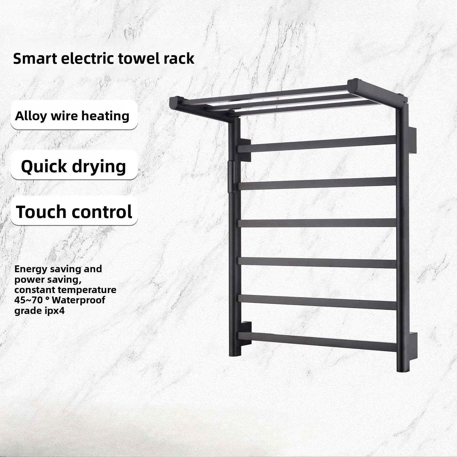 Foldable Heated Towel Rack Digital Display Large Capacity Bathroom Drying Rack