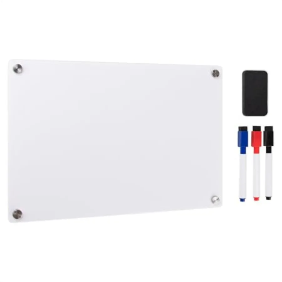 

Magnetic Dry Erase Board Acrylic Whiteboard Quarter Size 11.75 x 8.25 inches Dry Erase Board with arkers 1 Eraser Whiteboard Id