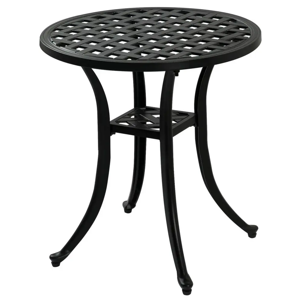

Cast Aluminum Side Table End Table for Patio, Backyard, Pool, Indoor Companion, Easy Maintenance and Weather Resistant, Black
