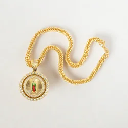 Men's Hip Hop Punk Style Rotatable Virgin Mary Mama Pendant Necklace