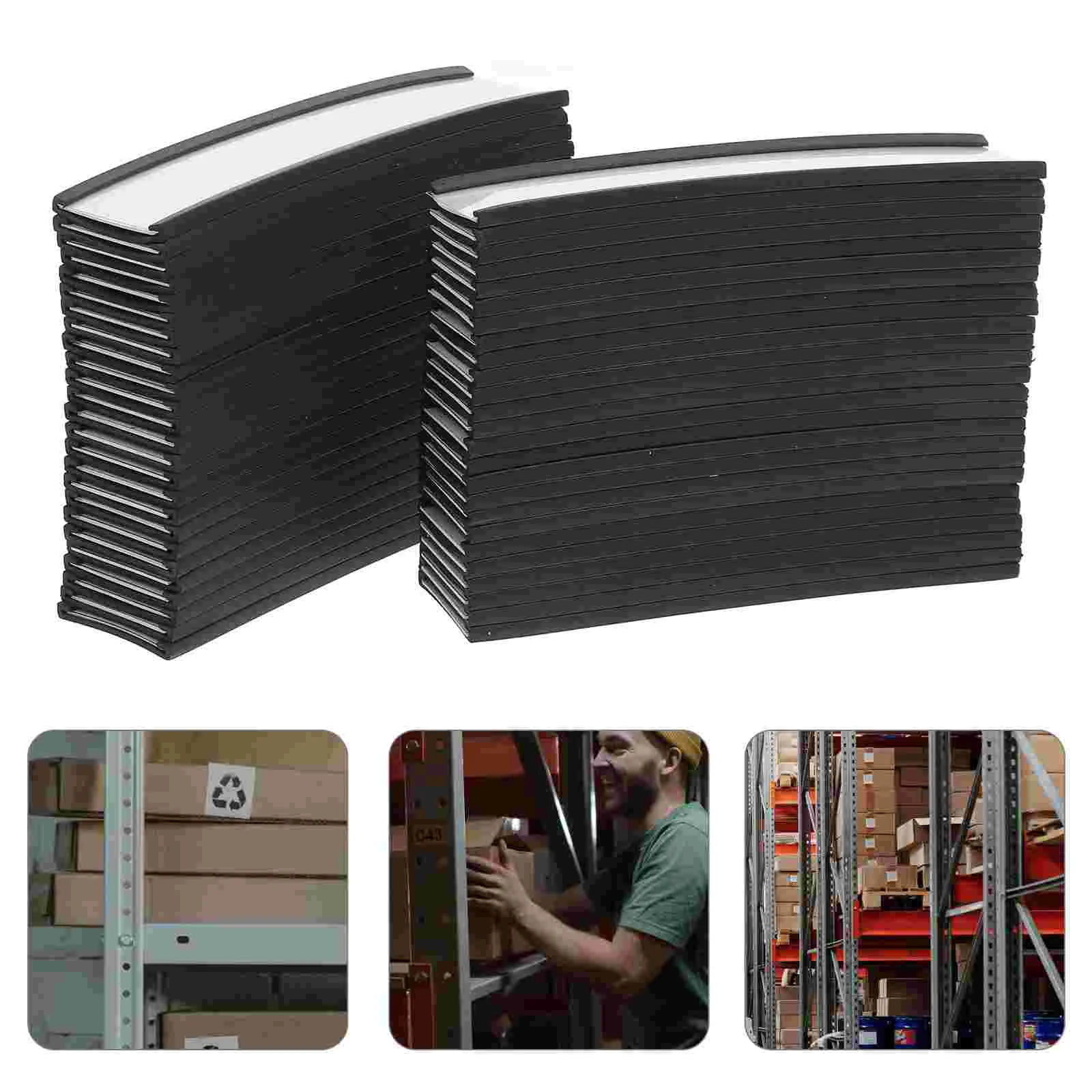 

50 Pcs Card Sleeves Plug-in Label Holder Cart Magnetic Holders Protectors Black Whiteboard