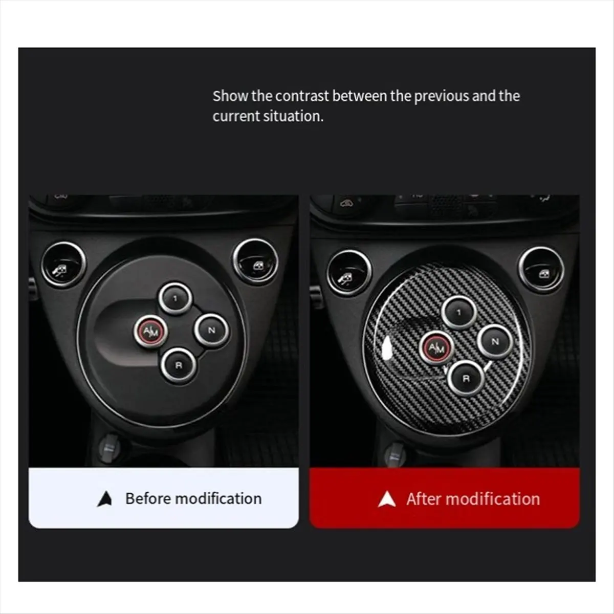 Super Sale Car Gear Shift Panel Decorative Cover Sticker Real Carbon Fiber Interior Modification Parts for Fiat Abarth 500 595 6