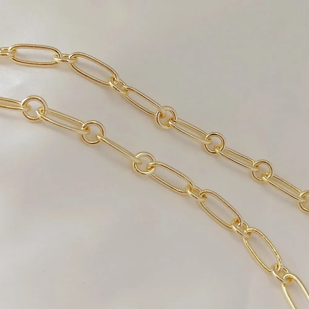 

14K Gold-plated, Non-flattened 0-chain Thick Round Handcrafted Chain Detachable Semi-finished Loose Chain, DIY Jewelry Accessory