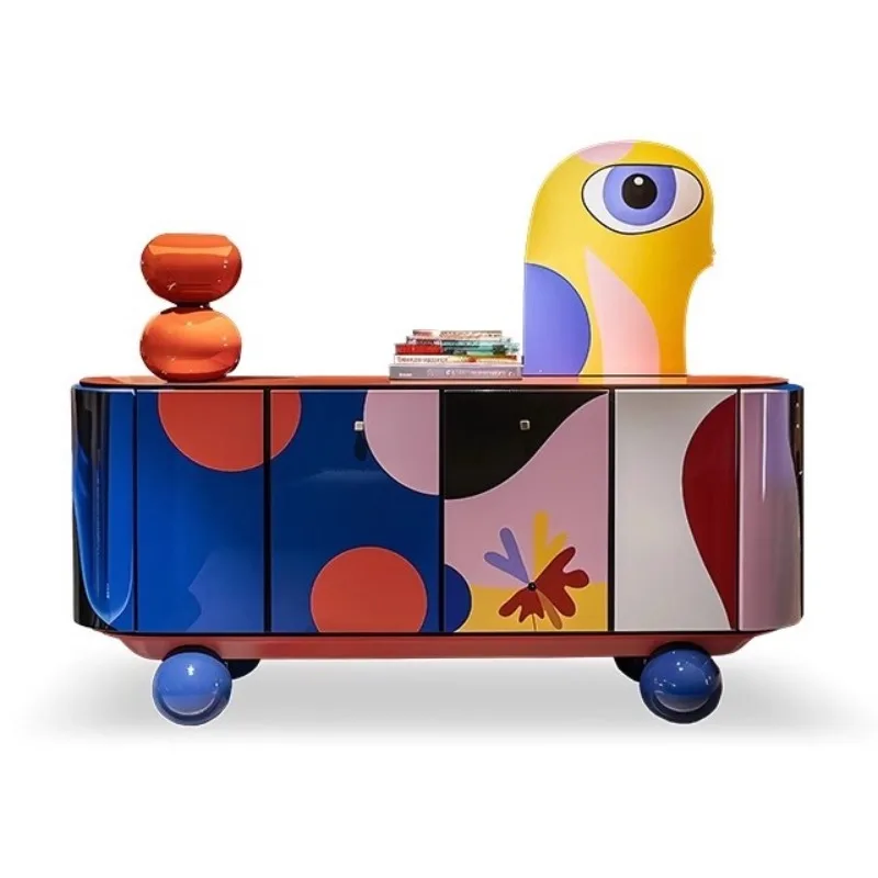 

Dopamine Painted Side Cabinet Creative High-end Modern Aesthetics Decorative Storage Cabinet