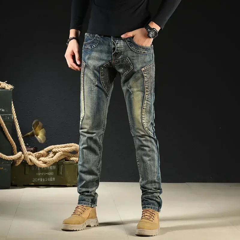 

Cropped Trousers Jeans for Men Tapered Male Cowboy Pants Streetwear Wide Leg Soft New in Y2k Vintage Autumn Clothing Washed S66