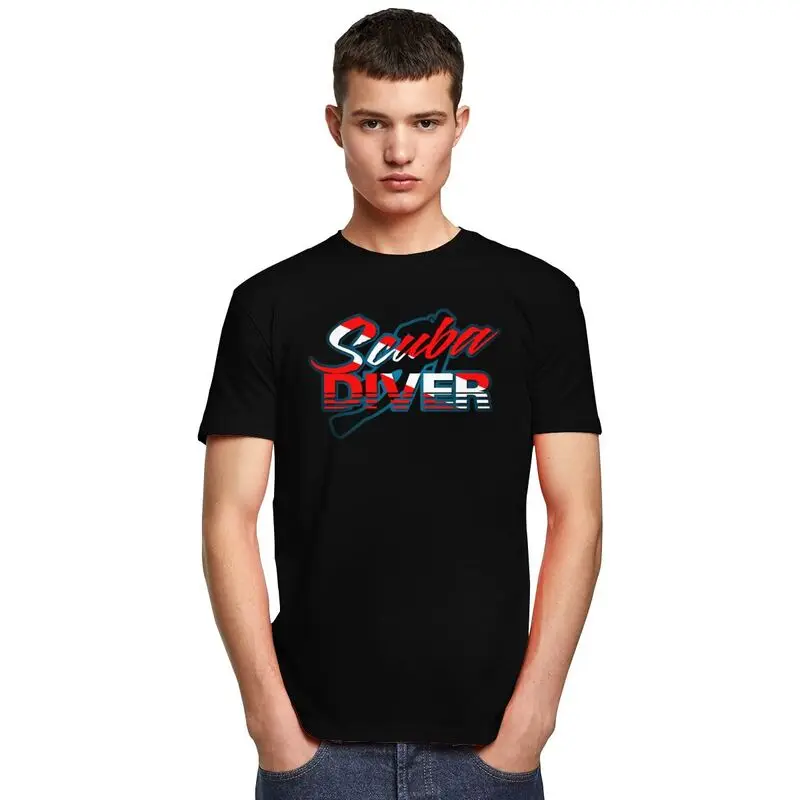 Scuba Diver-Diving Club Tshirt dla mężczyzn Letnia koszulka z krótkim rękawem Modne koszulki Dopasowane koszulki z miękkiej bawełny Odzież