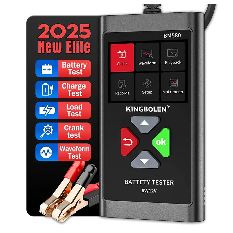 

KINGBOLEN BM580 Battery Capacity Tester 12V 6V Car Battery Charger Tools Start-Up Circuit Charging Test