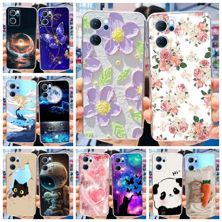 For Oppo Reno7 5G Case CPH2371 New Luxury Painted Cover Soft Silicone Phone Case For Oppo Reno 7 Pro Reno7 SE 5G Back Cover Bags