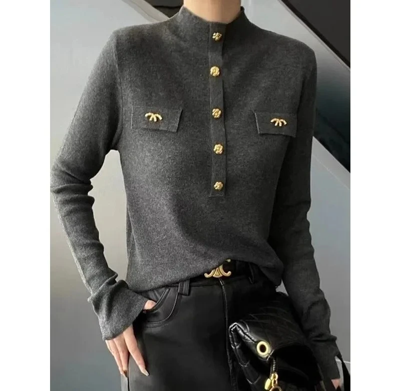 

High Neck Knitted Sweater Slimming Inner Wear Simple Style Winter Base Layer Top Women's Fashion Thermal Vest