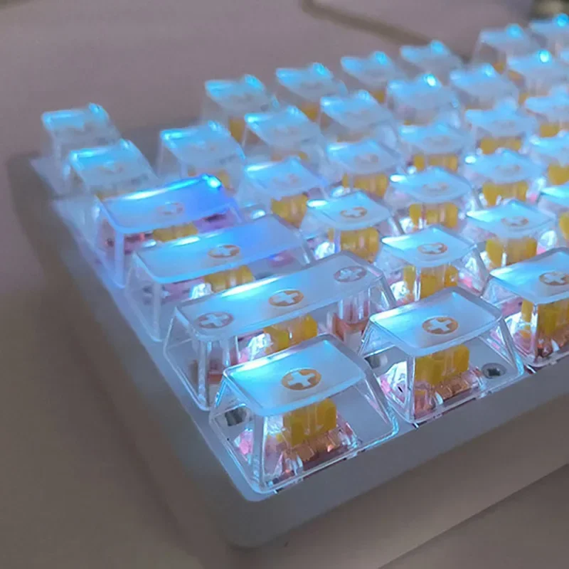 132 Keys OEM Profile Crystal Transparent Frosted Keycaps For MX Switch Mechanical Keyboard  ISO Layout PC RGB backlit Key Caps