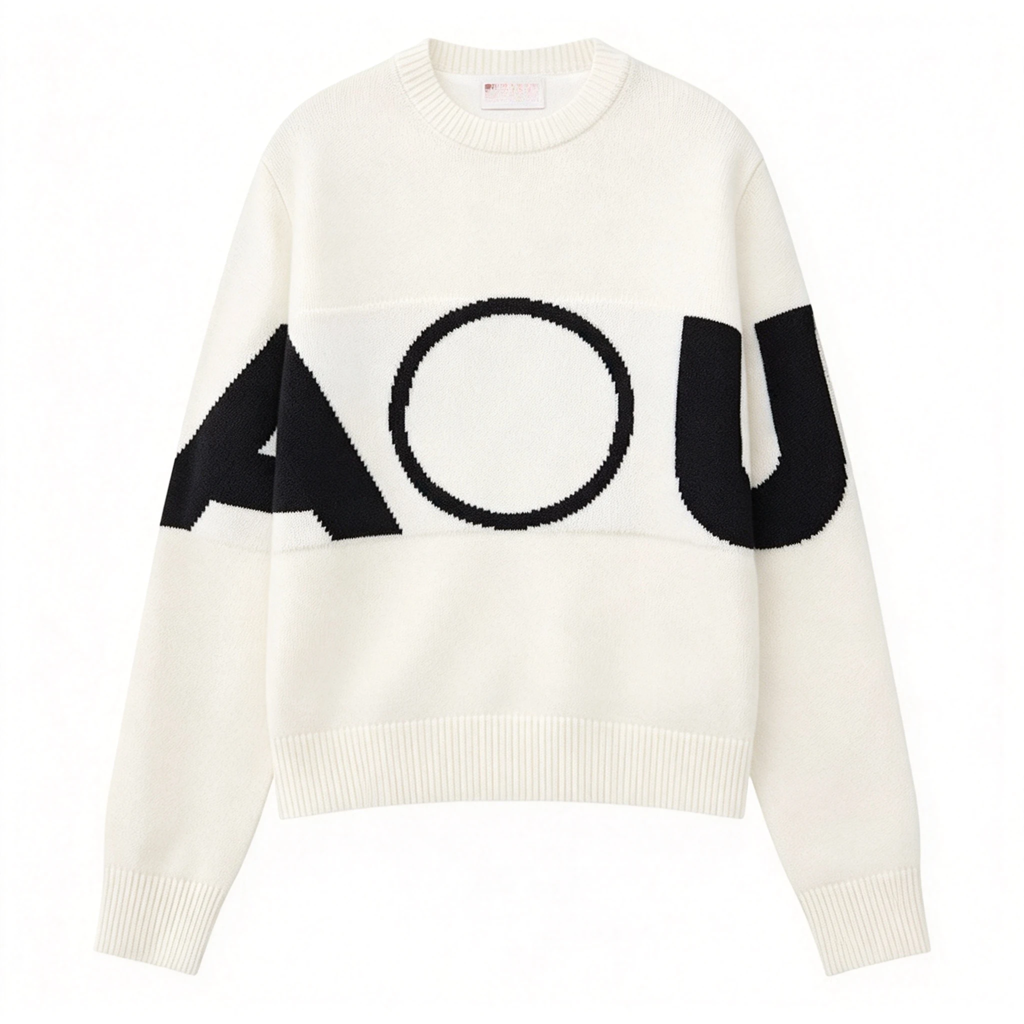 26 Autumn Winter Women Golf Knit Sweater Round Neck Big Letter Print Cropped Sports Pullover Golf Top