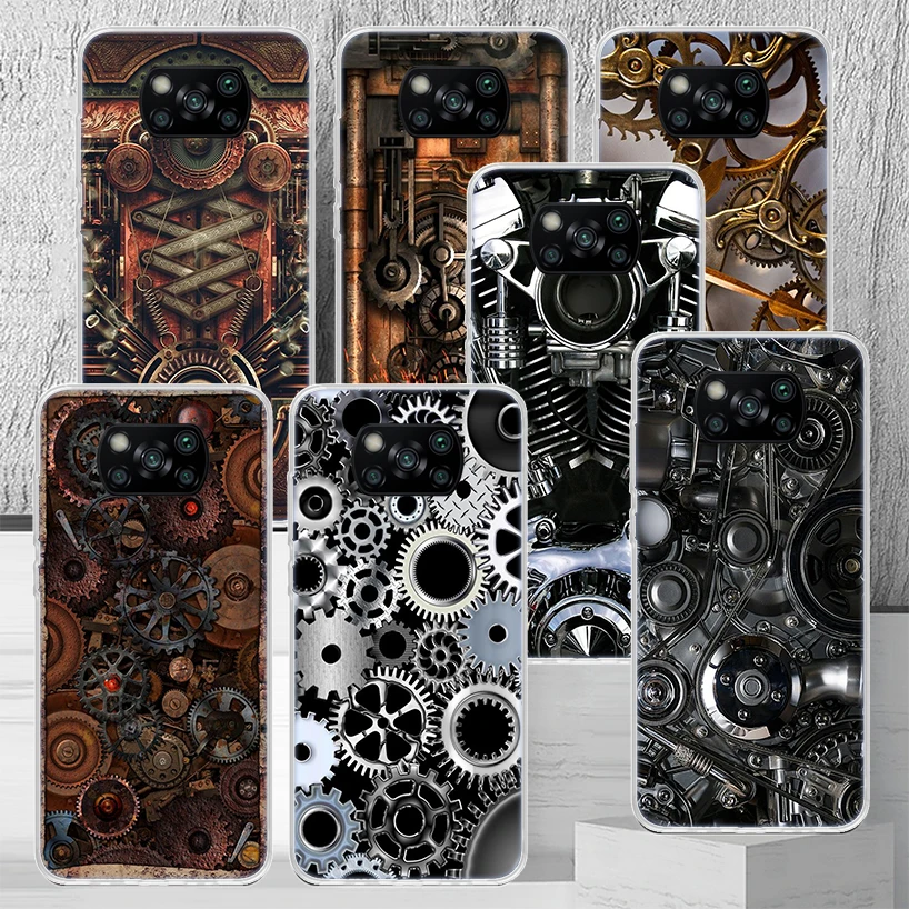 Steampunk Gear Mechanical Phone Case Cover For Xiaomi Poco X3 Nfc X4 GT X5 Pro M5S M3 M4 M2 F3 F2 F1 Note 10 A3 A2 Lite Soft Coq