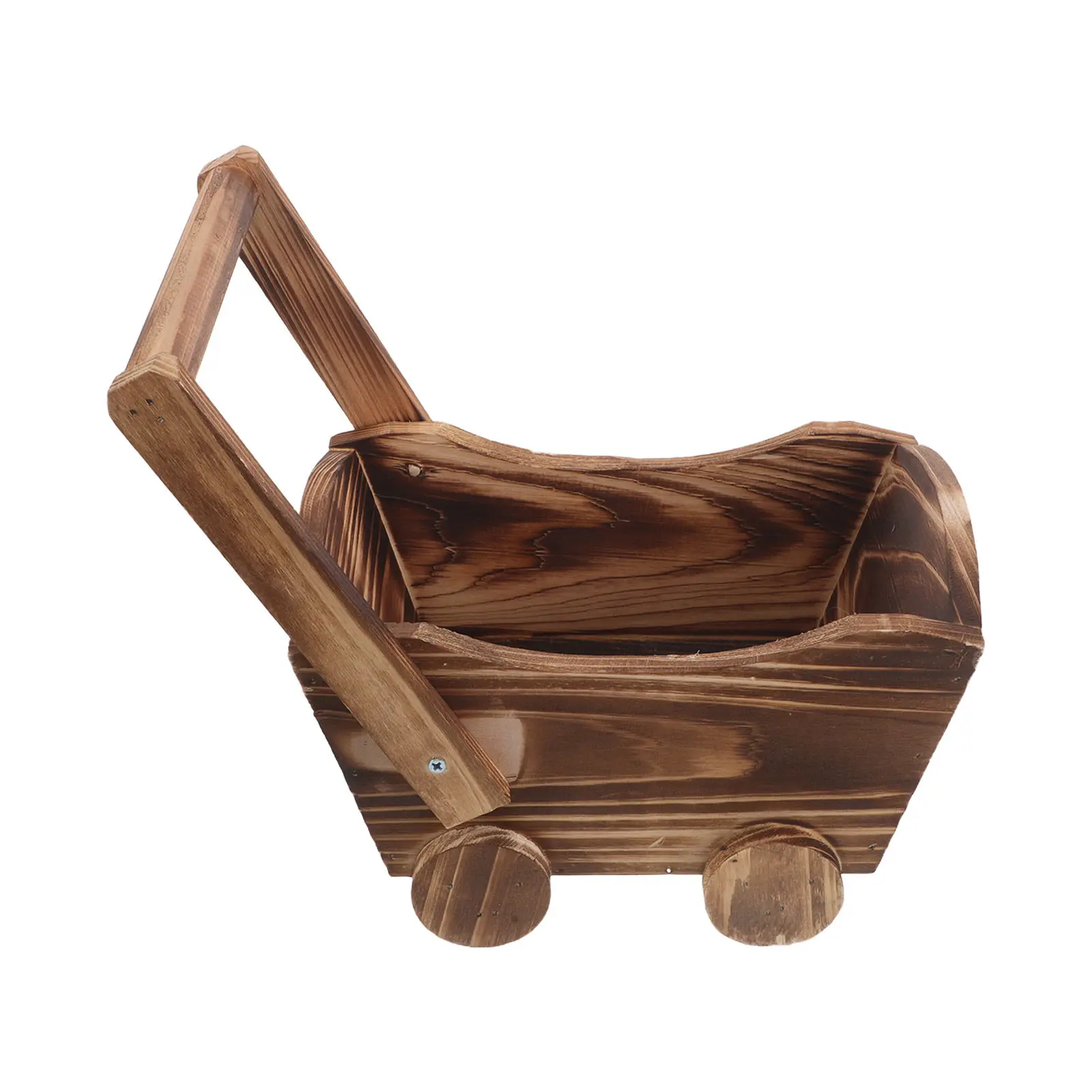 Wooden Trolley Succulent Flower Pot Wagon Shaped Planter with Wheels for Indoor Plants Home Office Coffee Shop Decor 9.2x5.1x5.1