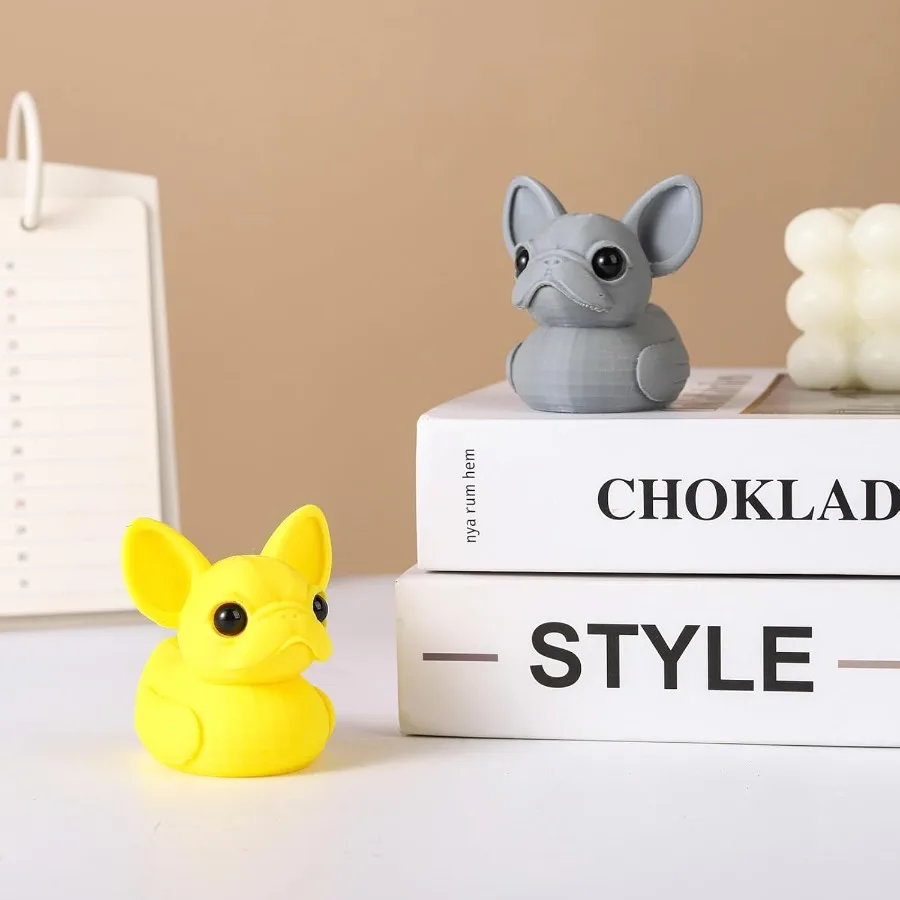 Pato De Bulldog Francés con estampado 3D, pato francés para Jeep Ducking Bulldog, regalos para amantes, decoración De estantería, tones para salpicadero De coche, Orname