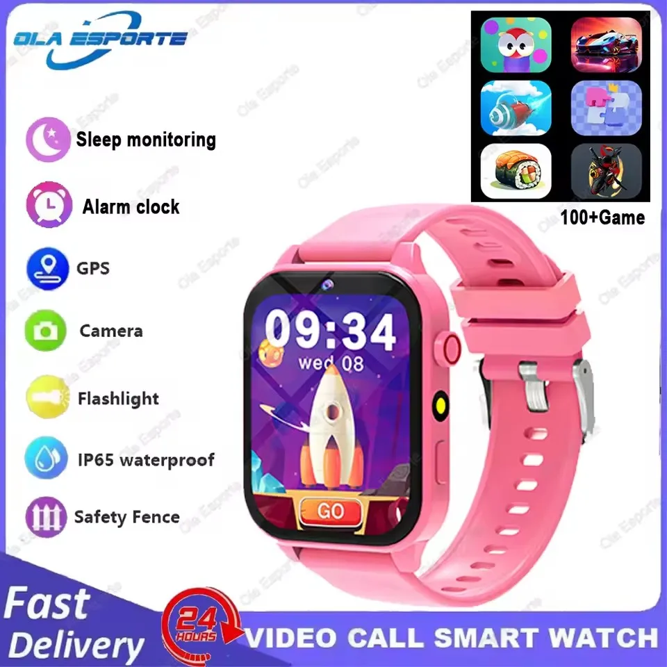 100+ Game SmartWatch Kid Kind HD Scherm Verlichting Muziek Smart Horloge Jongen Meisje Gift Kinderen Smartwatch Voor IOS Android 2025 Nieuwe