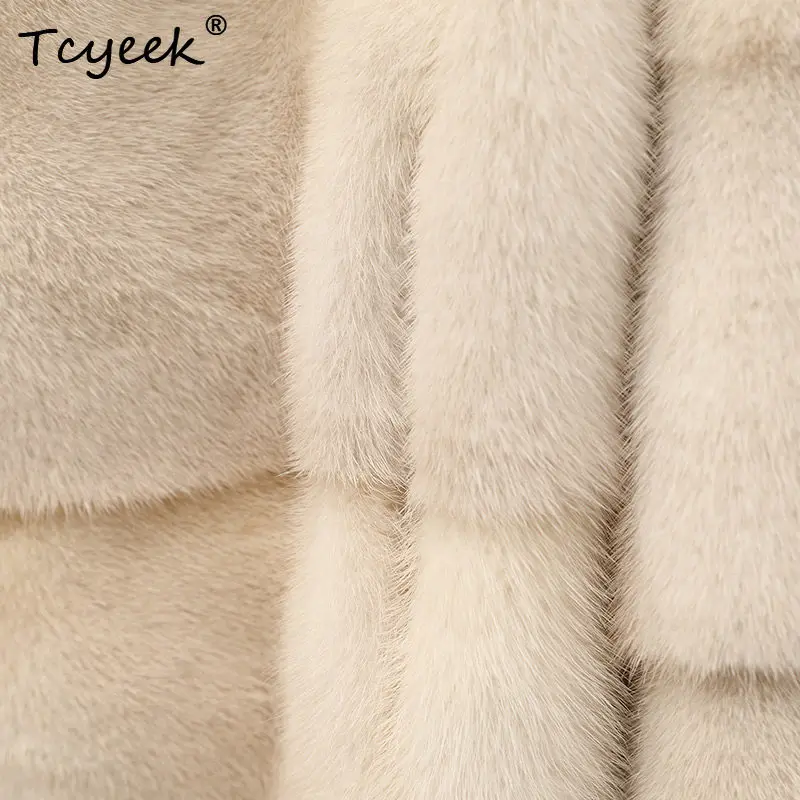 Tcyeek abrigo de piel de visón Natural ropa de invierno para mujer abrigos cálidos de visón entero para mujer nuevo en prendas de vestir exteriores estilo corto 2025 Fourrure Femme