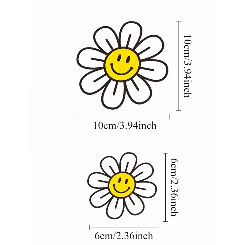 

3pcs smiling chrysanthemum design cute healing motorcycle car stickers vinyl waterproof sunscreen suitable for diy restoration
