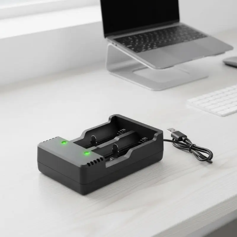 Universal Dual Slot Battery Charger 18650 18700 Compatible with 110V 220V USB A Port