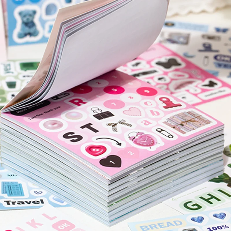 Mr Paper 20Pcs/book Daily Handbook Square Paragraph Sticker Book Korean Cute Style DIY Creative Handbook Material Calendar Card