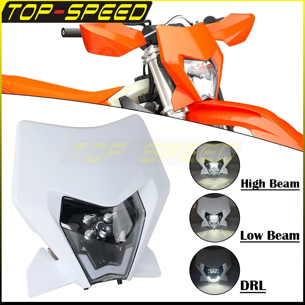 For EXC SX XC 250 300 450 2024-2025 Motocross LED Headlamp High Low Beam Motorcycle Modified Headlight Dirt Bike Front DRL Light
