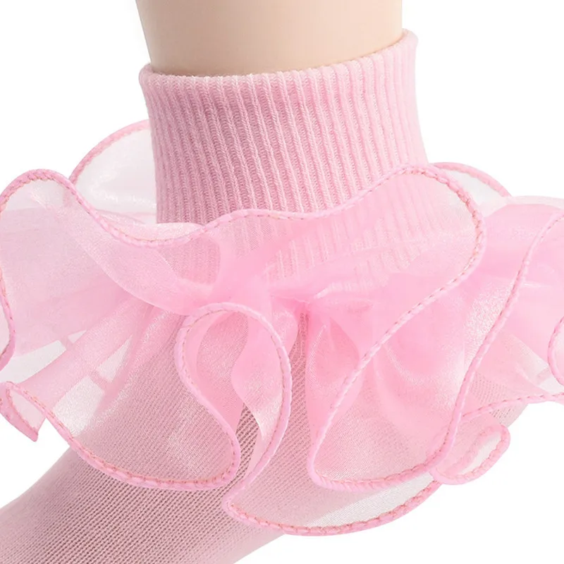 Toddler Baby Girls Ruffle Socks Soft Double Lace Frilly Princess Ankle Kids Socks Baby Items Accessories Baby Stuff Things