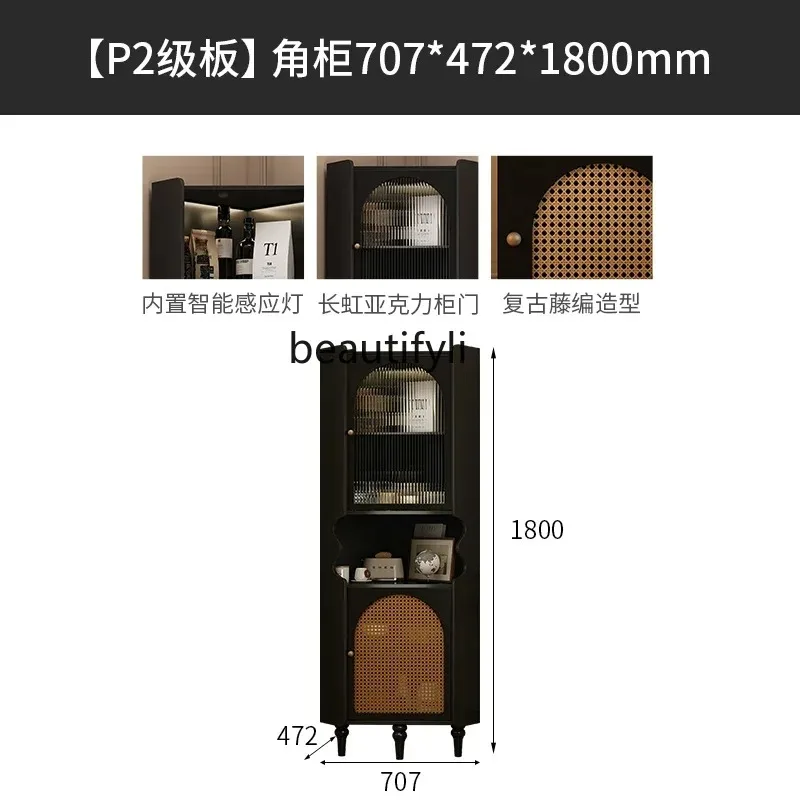K132 French retro corner wall side cabinet medieval boxwood dining side cabinet living room triangular cabinet