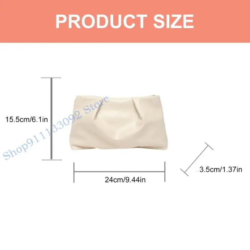 H9ED Moderne faltige PU-Abendtasche für Damen, leichte plissierte Handtasche