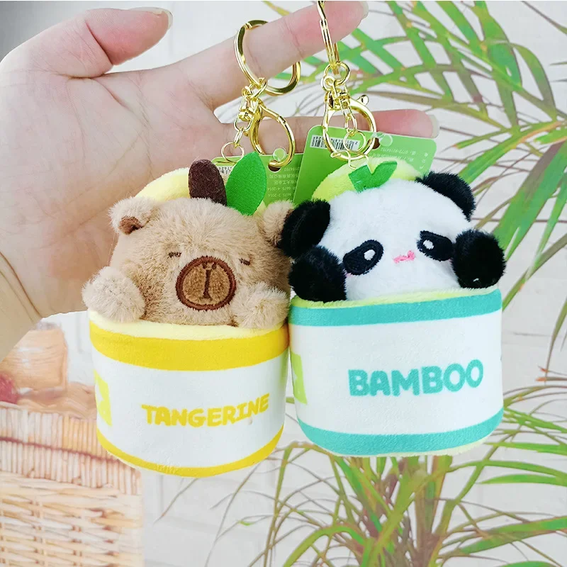 Stuffed Animals Plush Cute Canned Animal Plush Doll Keychain Boutique Panda Capybara Backpack Pendant Festival Gift for Children