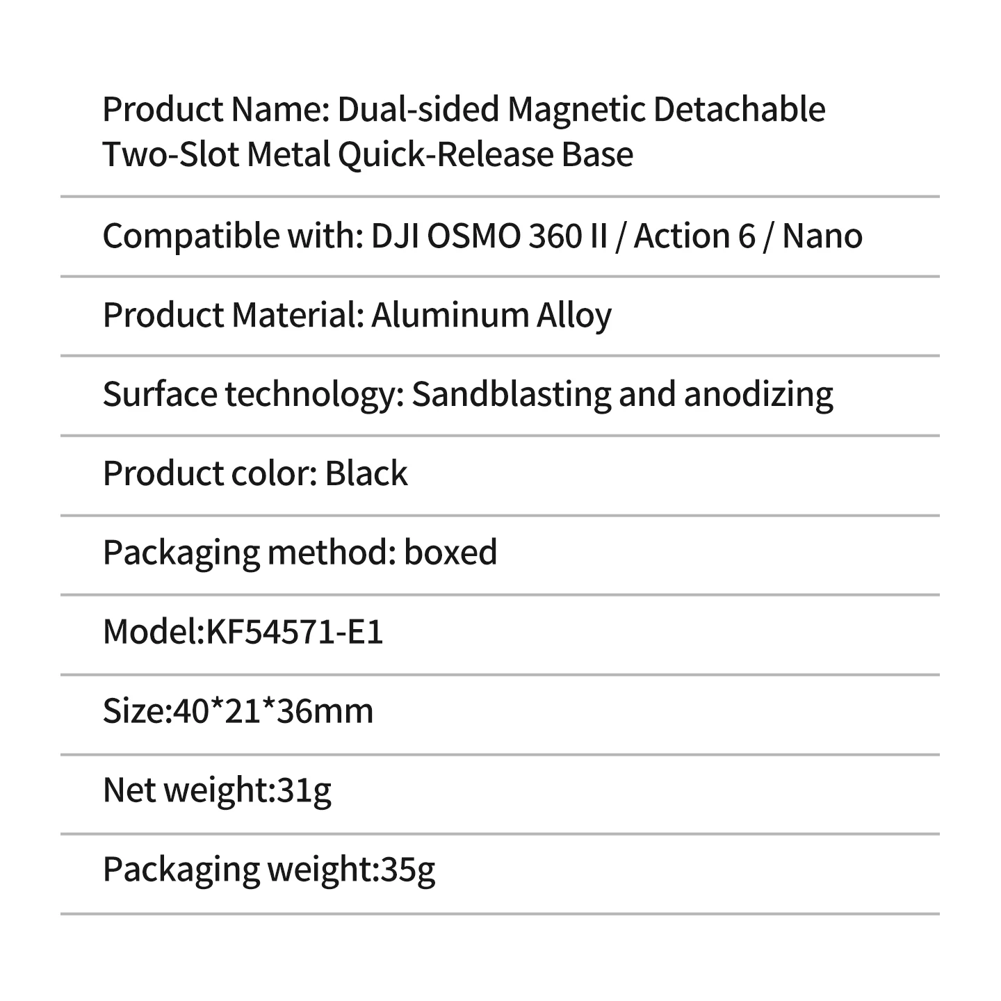 Doppelklaue Magnetischer Schnellwechsel-Adapter für DJI Osmo Nano Action 6 Kamerahalterung Aluminiumlegierung Outdoor-Reise-Vlog-Halterung – Detail 16