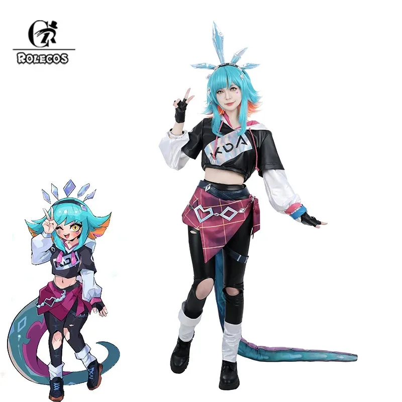 

Rolecos game lol kDa Neeko cosplay costume women super fan Neeko costume Halloween party suit full set with tails